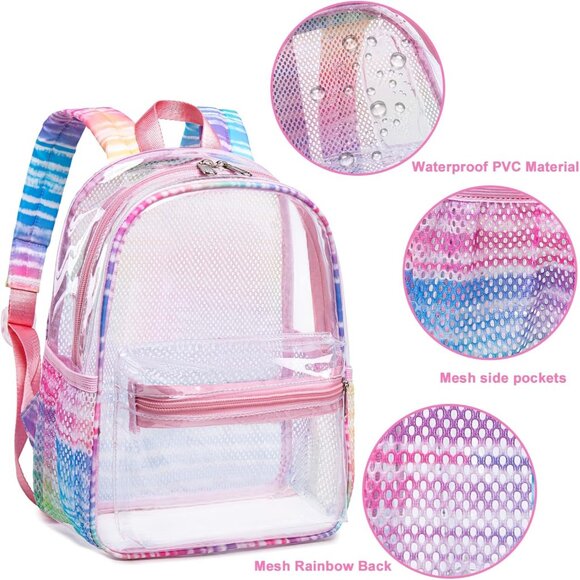 New Beautiful Rainbow Clear Small Backpack for Girls, Women's (12x12x6) - Picture 7 of 8